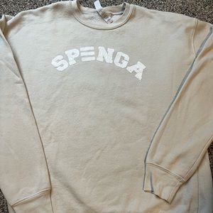 SPENGA crew. Beige size small crewneck. Fleece inside.